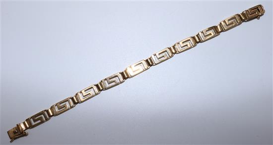 Yellow metal Greek Key pattern bracelet